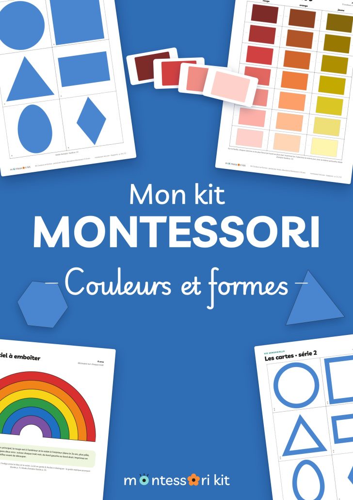 Kit Montessori Couleurs et formes à imprimer : tablettes de couleurs, cartes des formes géométriques et arc-en-ciel pour enfants de 2 à 5 ans