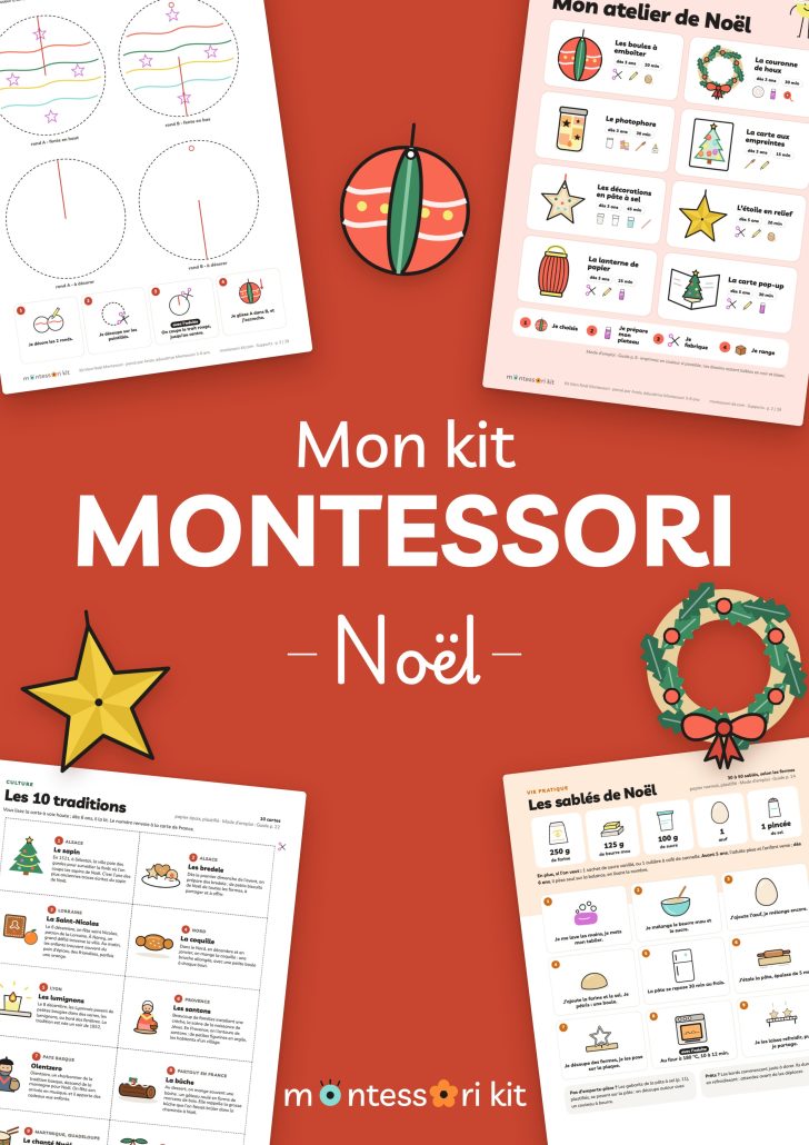 Kit Montessori de Noël à imprimer : bricolages de Noël à taille réelle, sablés et traditions, pour enfants de 3 à 7 ans