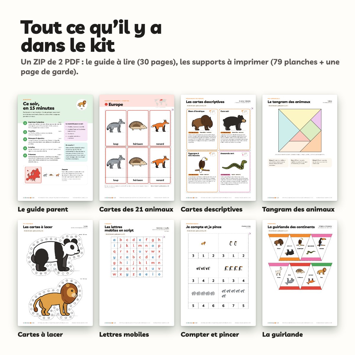 Tout le kit Animaux du monde : nomenclature, poster Qui vit où, tri par continent, bébés et mamans, ovipares et vivipares, empreintes, ombres et activités