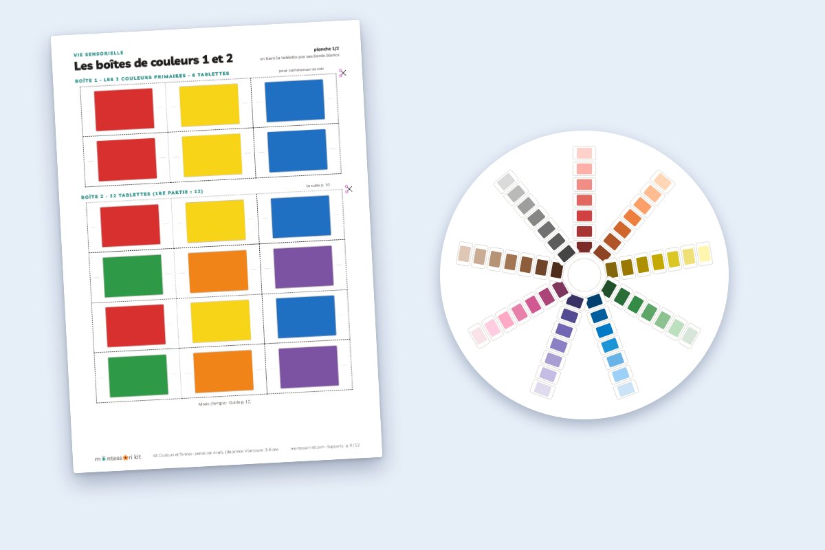 Apprendre les couleurs avec les tablettes de couleurs Montessori à imprimer