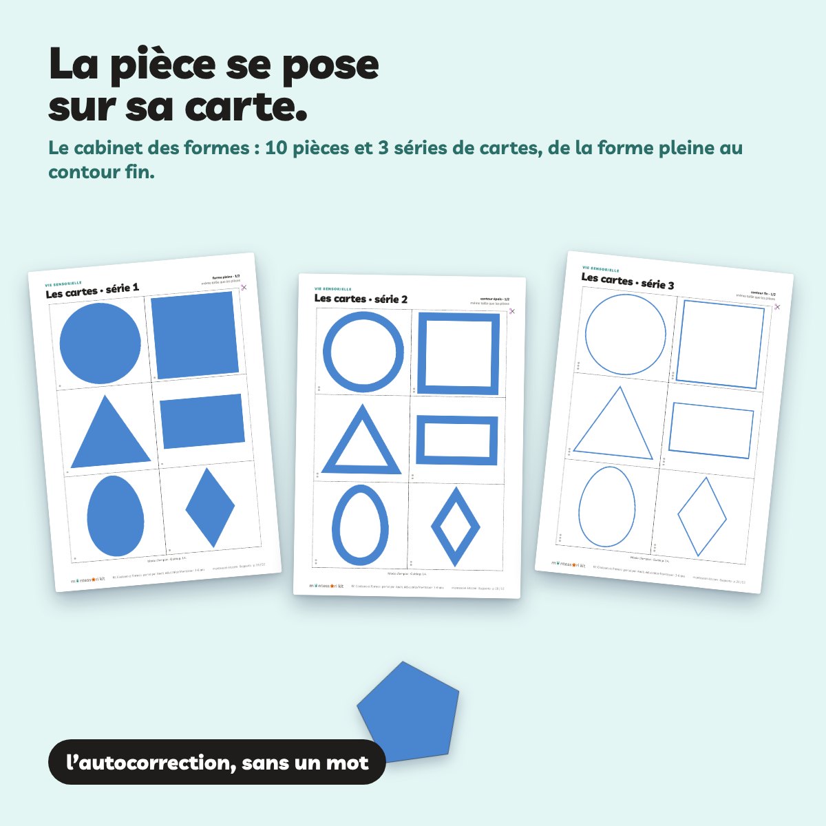 Le cabinet des formes géométriques en 3 séries : forme pleine, contour épais, contour fin
