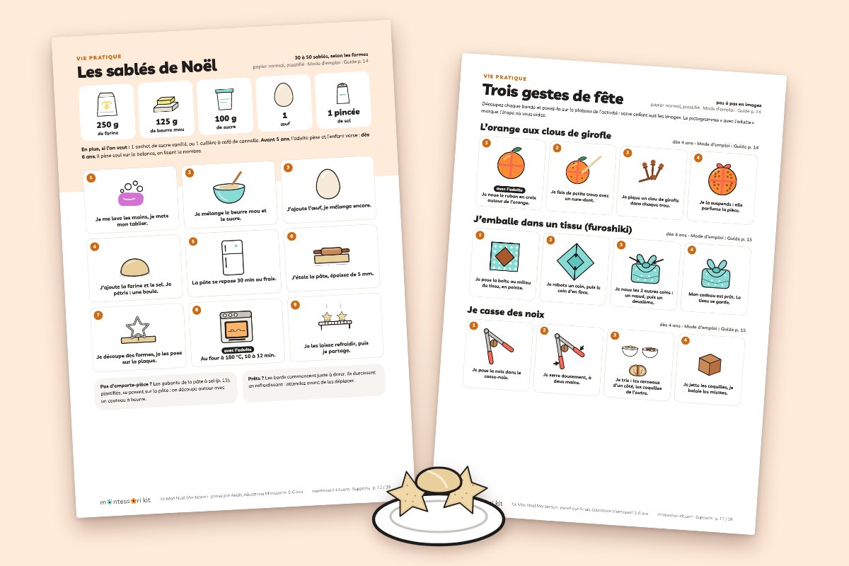 Activité de Noël en vie pratique : la recette des sablés en images et les gestes de fête