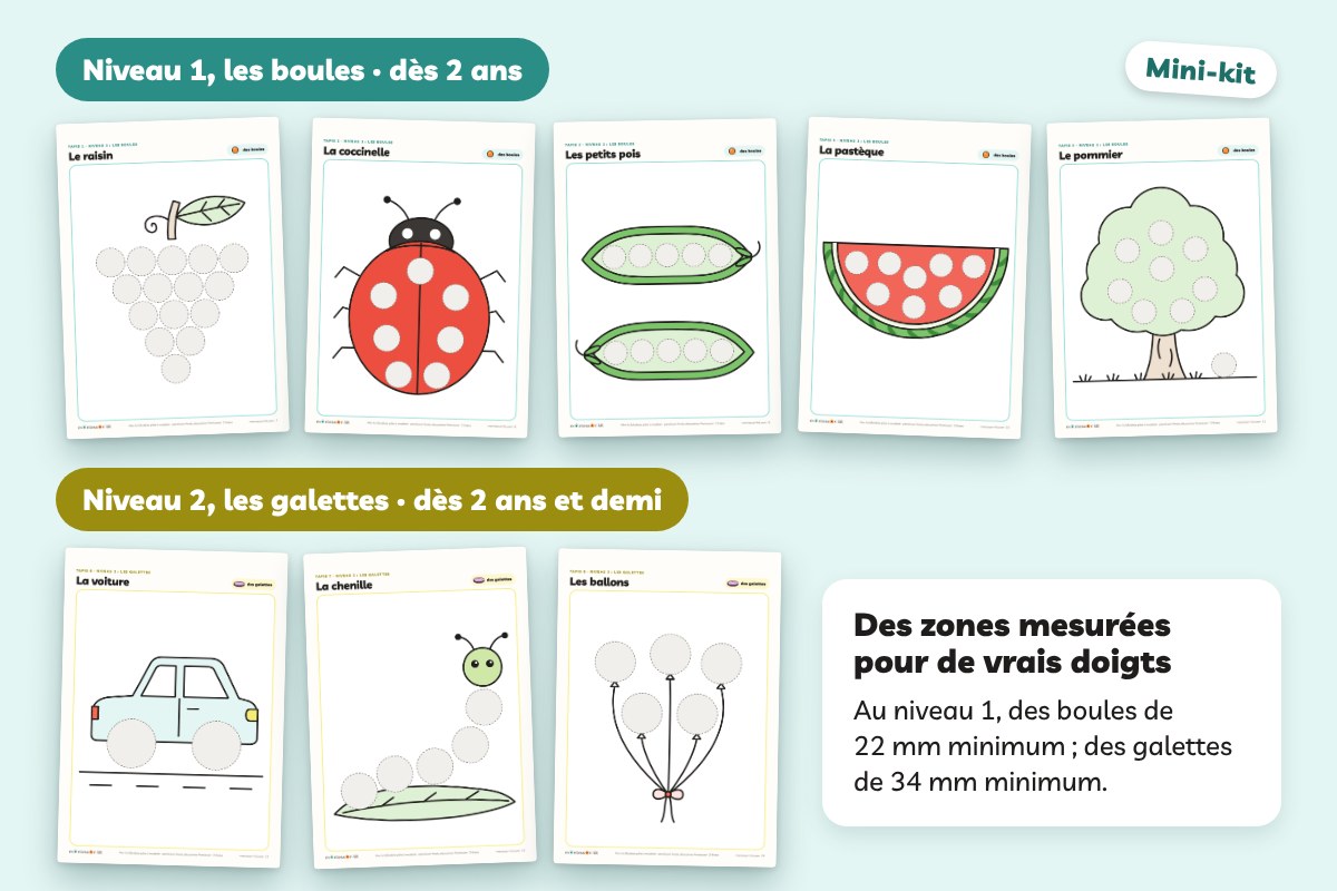 Tapis pâte à modeler niveaux 1 et 2 : boules et galettes