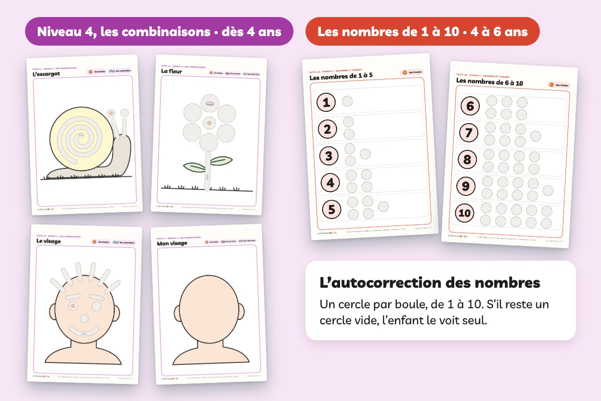 Tapis pâte à modeler : combinaisons et nombres de 1 à 10 avec autocorrection